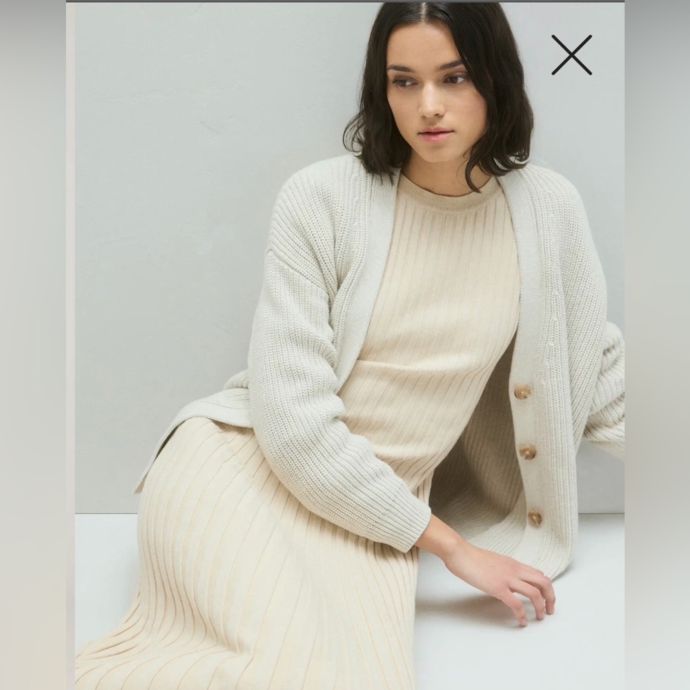 Quince Cotton Cashmere Ribbed Sleeveless Midi Dress size large - Picture 2 of 6